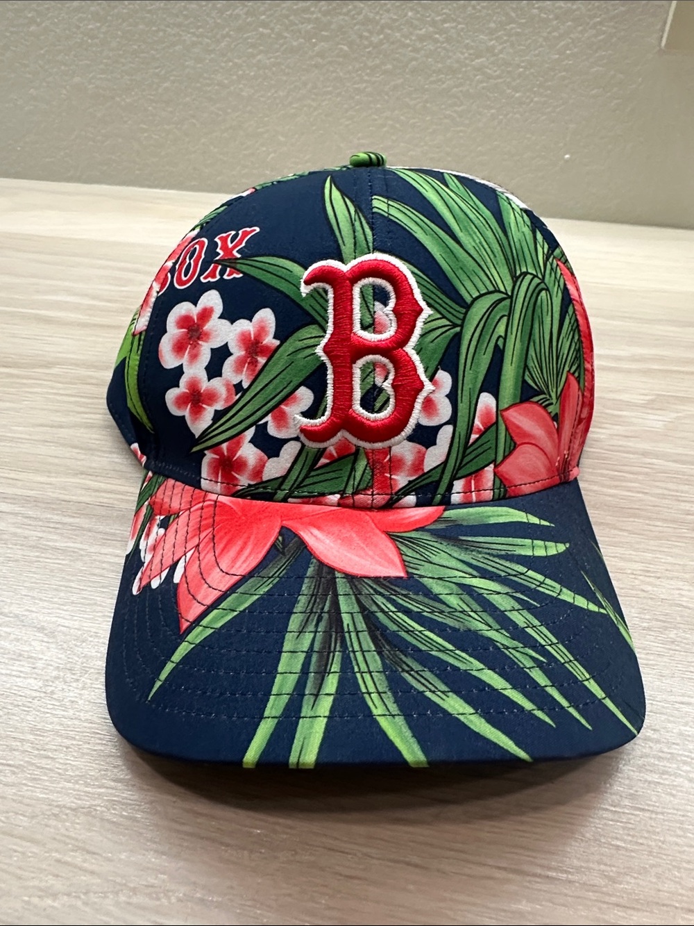 Boston Red Sox Floral Baseball Cap - Navy with Green & Coral